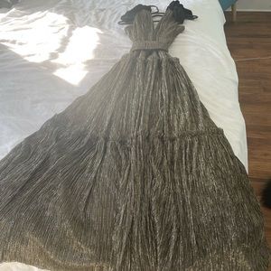 Sabina Musayev Gold Shimmer Dress. Size Medium